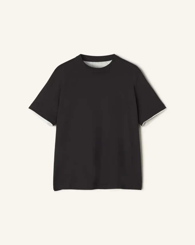 T-shirt en coton avec détails en soie
