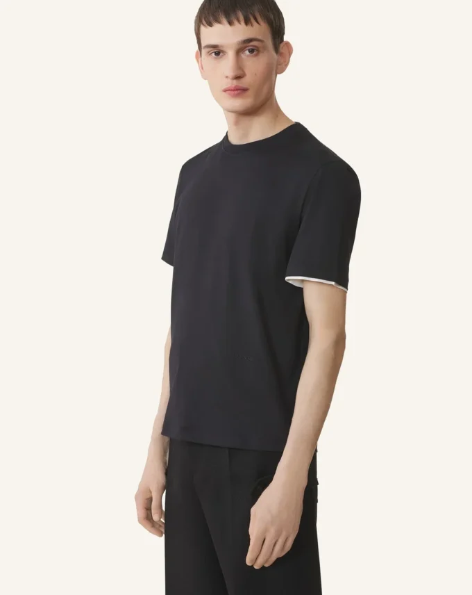 T-shirt en coton avec détails en soie