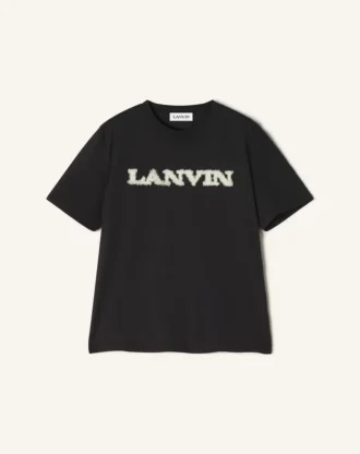 T-shirt en coton et peau lainée Lanvin