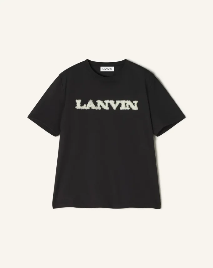 T-shirt en coton et peau lainée Lanvin