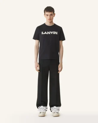 T-shirt en coton et peau lainée Lanvin