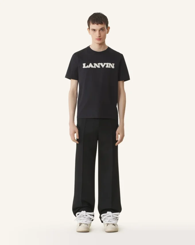 T-shirt en coton et peau lainée Lanvin