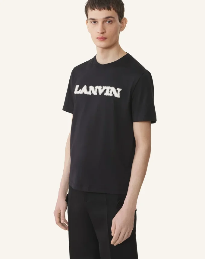 T-shirt en coton et peau lainée Lanvin
