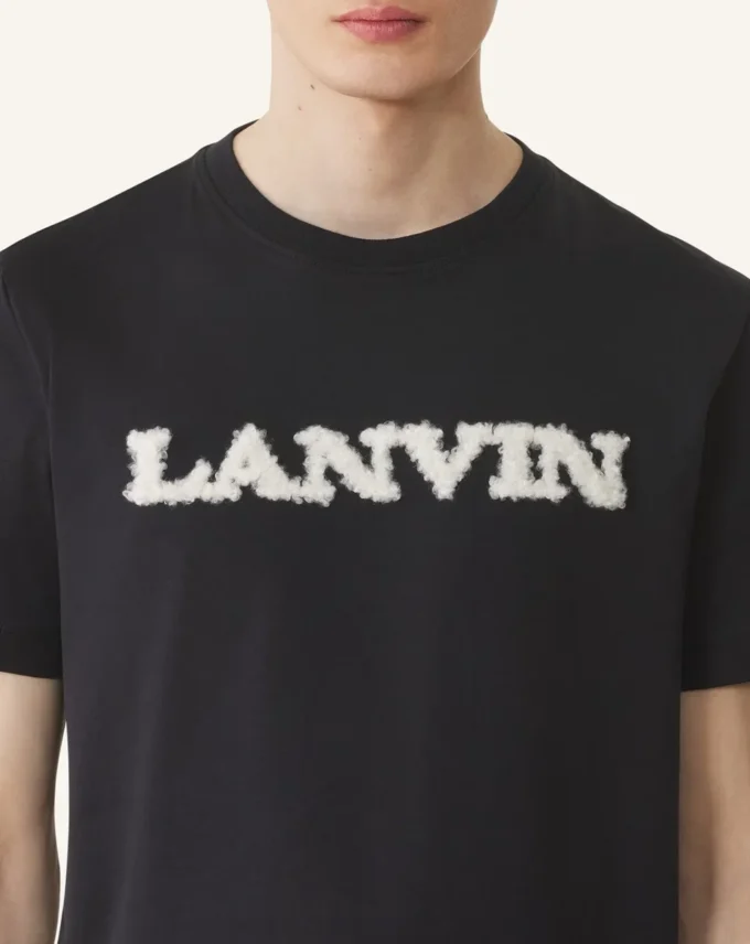 T-shirt en coton et peau lainée Lanvin