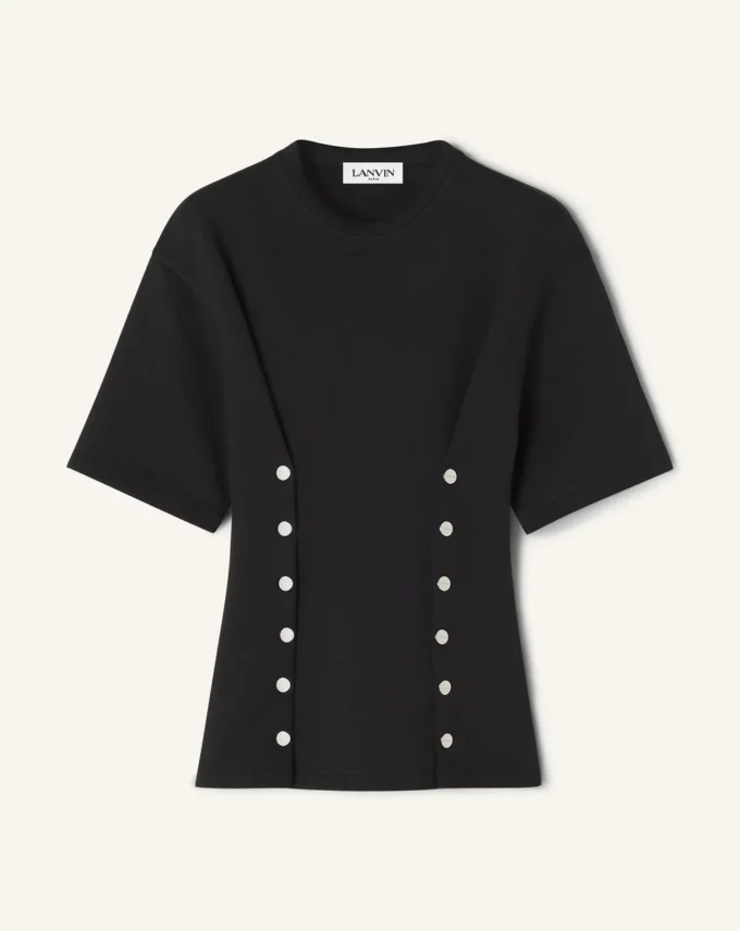 T-shirt en coton molletonné et cachemire