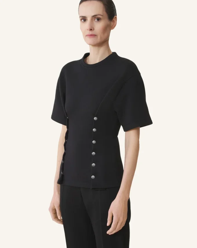 T-shirt en coton molletonné et cachemire
