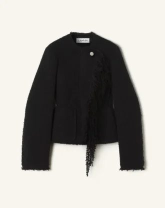 Veste asymétrique en laine bouclée