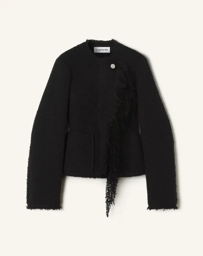Veste asymétrique en laine bouclée