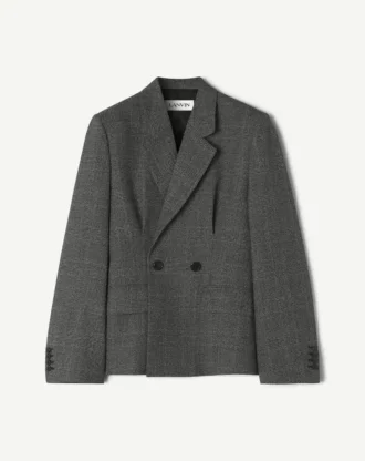 Veste cintrée croisée en laine Prince de Galles
