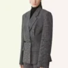 Veste cintrée croisée en laine Prince de Galles