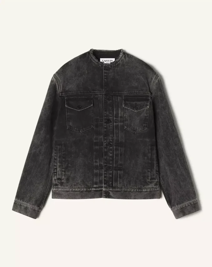 Veste en denim délavé à coupe ample