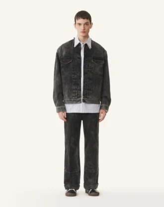 Veste en denim délavé à coupe ample