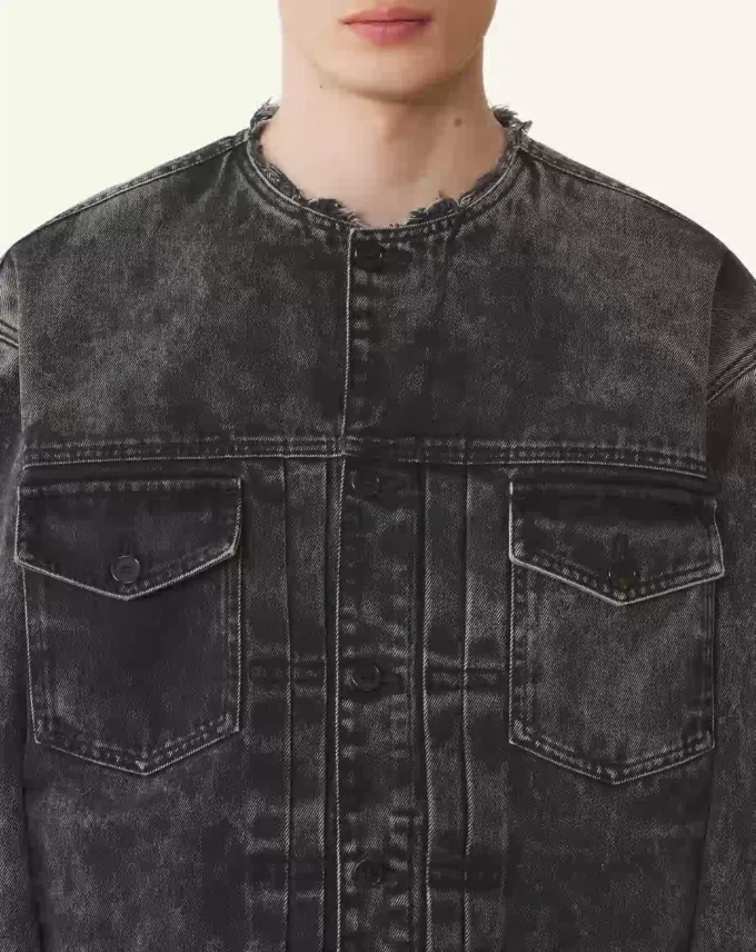 Veste en denim délavé à coupe ample